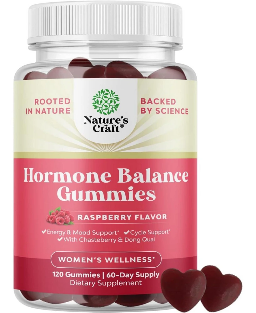Hormone Balance Gummies for Women | Pms Gummies and Cycle Support Supplements | Vitamin B6, Raspberry Flavor | 120ct