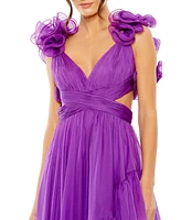 Mac Duggal Women's Ruffle Tiered Cut-Out Chiffon High Low Gown