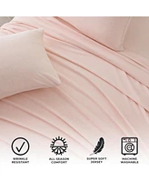 Linery & Co. Heathered Melange Cotton Jersey Knit Sheet Set
