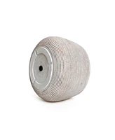 LuxenHome Speckled Off White and Brown Textured Ribbed Bowl -Inch Tall MgO Planter