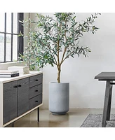 LuxenHome Minimalistic Modern Gray 19.3-Inch Tall Round MgO Planter