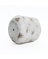 LuxenHome Rustic Off White with Brown Accents 15.6-Inch Tall Round MgO Planter