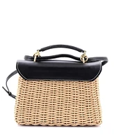 Pre-Owned Salvatore Ferragamo Small Margot Satchel Wicker with Leather