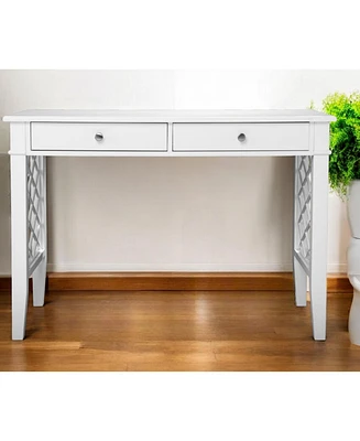 43" White Writing Desk With Two Drawers