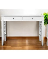 43" White Writing Desk With Two Drawers