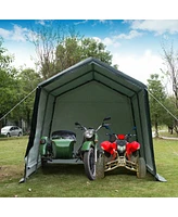 Outdoor Carport Shed with Sidewalls and Waterproof Ripstop Cover