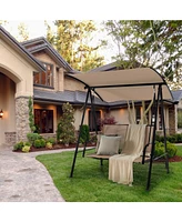 2-Seat Outdoor Canopy Swing with Comfortable Fabric Seat and Heavy-duty Metal Frame