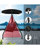 3 Seat Outdoor Porch Swing with Adjustable Canopy