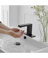 Automatic Sensor Touchless Bathroom Sink Faucet With Deck Plate In Matte Black