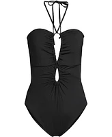 Lands' End Women's Cut Out Multiway Halter High Leg One Piece Swimsuit