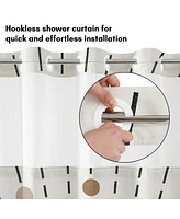 Americanflat 72x75 Hookless Shower Curtain - Abstract Black Bronze Shower Curtain with Sheer Panel, Snap-In Liner, and Grommets - 100% Polyester