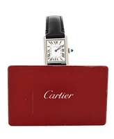 Pre-Owned Cartier Must de Cartier SolarBeat Tank Quartz Watch in Stainless Steel and Leather 22mm