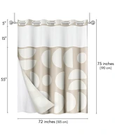 Americanflat 72x75 Hookless Shower Curtain - Abstract Khaki Cream Shower Curtain with Sheer Panel, Snap-In Liner, and Grommets - 100% Polyester