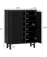 Tribesigns 6-Tier Shoe Cabinet with Shutter Doors, Modern Freestanding Organizer Adjustable Shelves, Large Wooden Storage Cabin
