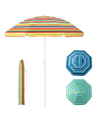 Gymax 6.5 Ft Patio Portable Beach Adjustable Umbrella