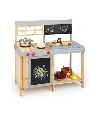 Outdoor Kid's Mud Kitchen Set with Detachable Water Box for Toddlers Over 3