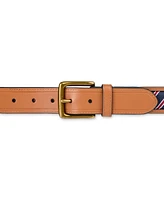 Tommy Hilfiger Men's Prep Striped Ribbon Inlay Casual Belt