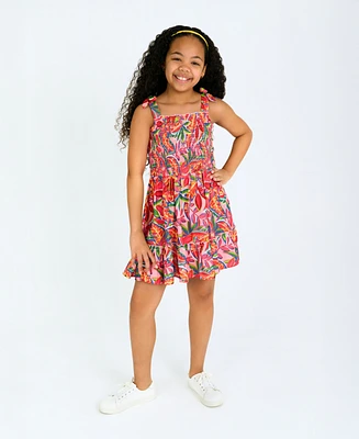 Rare Editions Big Girls Tropical Stretch Print Dress