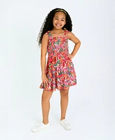 Rare Editions Big Girls Tropical Stretch Print Dress