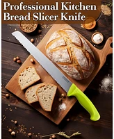 Cook N Home 10-Inch Bread Slicer Knife,Wavy Serrated High Carbon German Stainless Steel Sharp Kitchen Knife, Ergonomic Handle