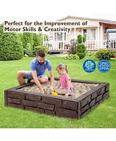 2-In-1 Hdpe Kids Sandbox with Cover and Bottom Liner