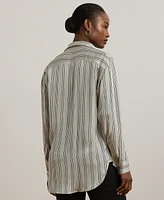 Lauren Ralph Petite Relaxed-Fit Striped Satin Shirt