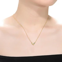 Sterling Silver 14K Gold Plated with Clear Moissanite Rectangluar Pendant Necklace.