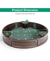 Sandbox with Built-in Corner Seat and Cover