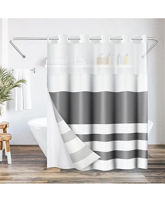 Americanflat 72x75 Hookless Shower Curtain - Abstract Shower Curtain with Sheer Panel, Snap-In