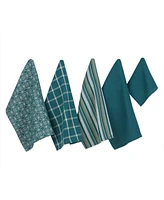 Design Imports Assorted Everyday Cotton Dishtowel and Dishcloth, Set of 5