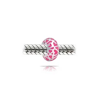 Bling Jewelry Pink Red Silver Heart Murano Glass Charm Bead European Bracelets