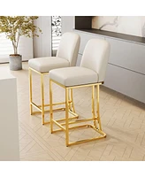 Set of 2 Modern Upholstered Bar Chairs with Metal Frame Counter Height Dining Stools for Kitchen Island Home Bar or Restaurant Seating-The Pop Home