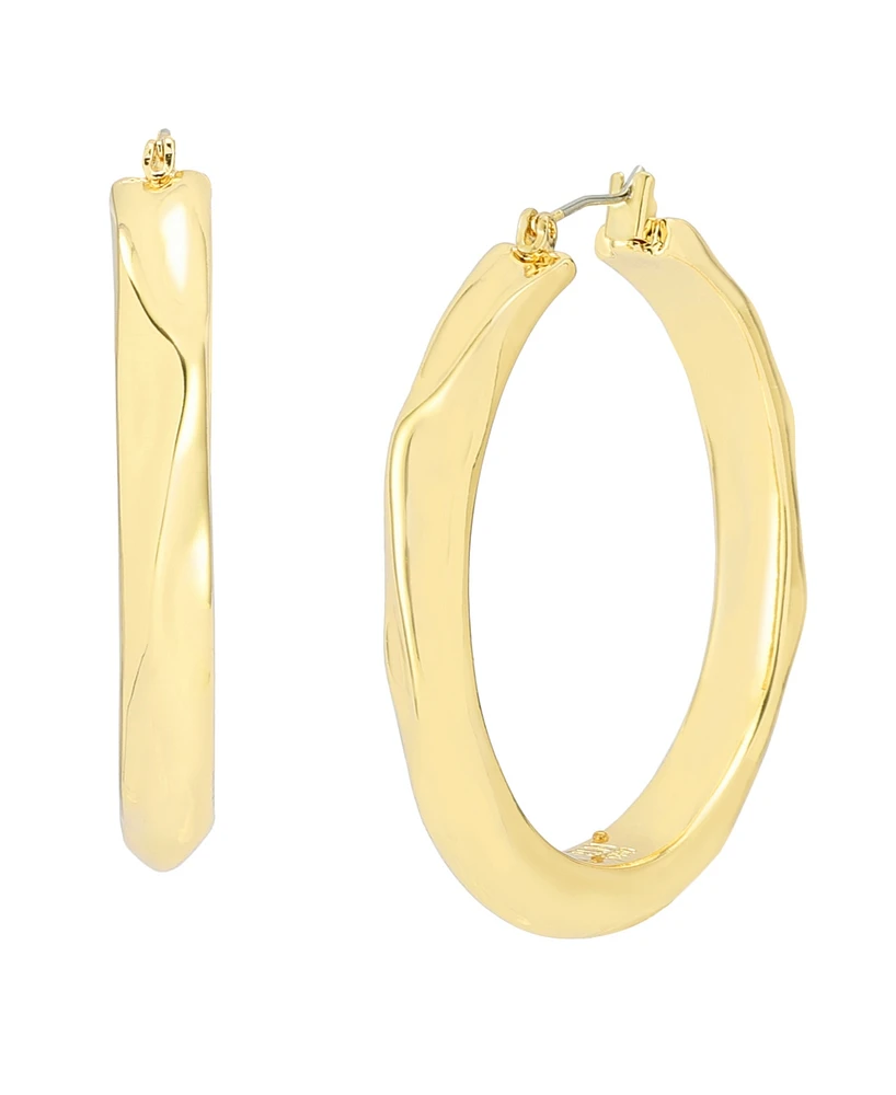 Robert Lee Morris Soho Gold Thin Textured Hoop Earrings