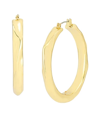 Robert Lee Morris Soho Gold Thin Textured Hoop Earrings