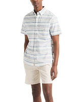 Nautica Men's Short Sleeve Striped Button-Down Oxford Shirt