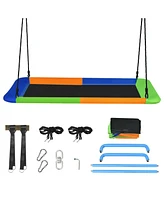 60 Inches Platform Tree Swing Outdoor with 2 Hanging Straps