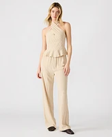 Steve Madden Women's Kosta Striped Halter Peplum Top