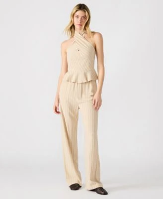 Steve Madden Womens Kosta Striped Halter Peplum Top Venetia Striped Pull On Pants