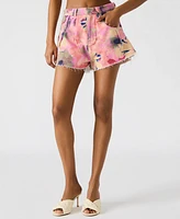 Steve Madden Women's Damiani Printed Cotton Denim Shorts