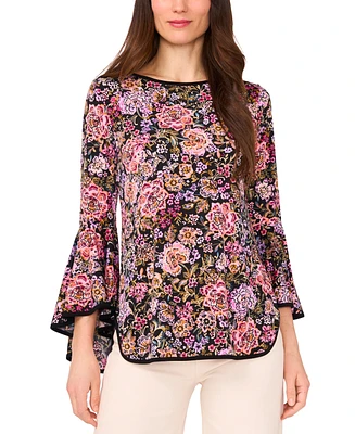 Sam & Jess Women's Floral-Print Bell-Sleeve Top