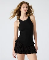 Steve Madden Women's Clea Scoop-Neck Tiered-Ruffle Dress