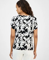 Ak Anne Klein Petite Printed Tulip-Sleeve Top