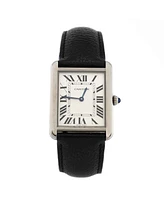 Pre-Owned Cartier Must de Cartier Tank Quartz Watch in Stainless Steel and Leather 28mm