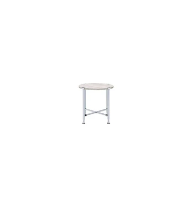 Contemporary Round End Table – Manufactured Wood and Metal Design