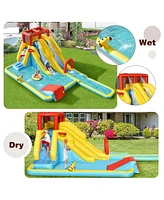 7-in-1 Inflatable Dual Slide Water Park Bounce House Without Blower