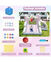Kids Bounce House with Slide and 2 Boxing Columns Bouncy Castle for Party with 480W Blower