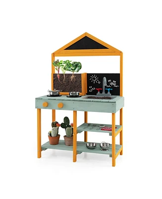 Kids Kitchen Playset with Root Viewer Planter and Rotatable Faucet