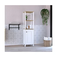 Depot E-shop New Haven Linen Single Door Cabinet, Two Interior Shelves, Two Open Shelves