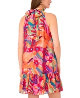 Msk Women's Printed Ruffle-Hem Halter Dress