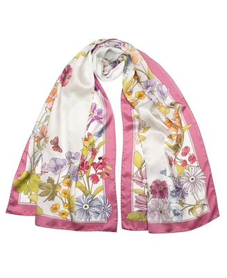 Bouquet - Long Satin Silk Scarf for Women